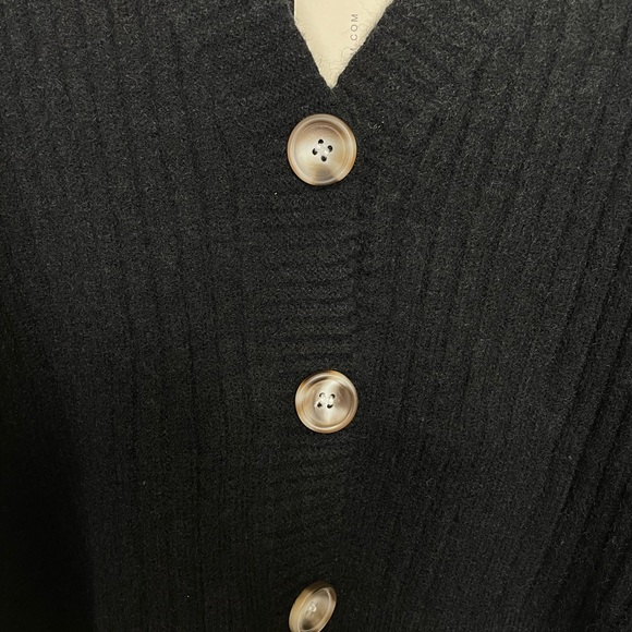 In Loom Black Ribbed Knit Cardigan And Midi Skirt Set V-Neck Long Sleeve Stretch - Picture 8 of 16